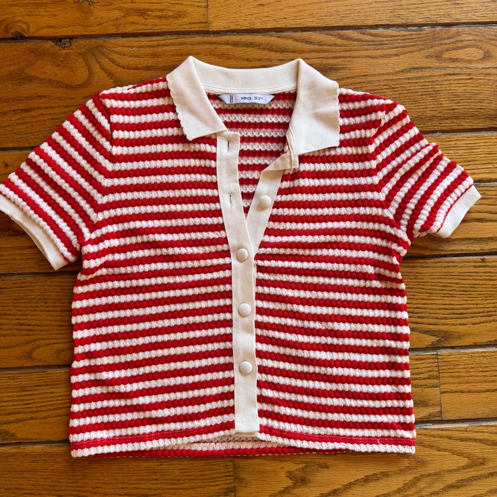 NWOT Red and White Striped Woven Shirt